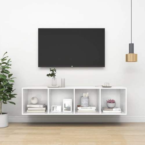 Emaga Nástěnná TV skříňka bílá vysoký lesk 37x37x142,5 cm