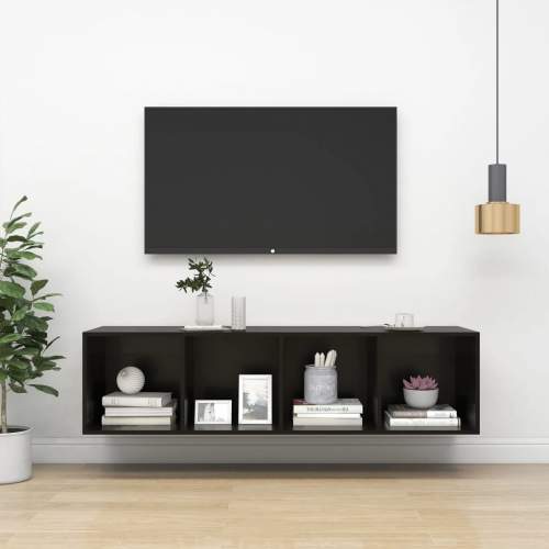 Emaga Nástěnná TV skříňka černá vysoký lesk 37x37x142,5 cm