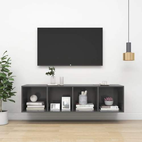 Emaga Nástěnná TV skříňka šedá vysoký lesk 37x37x142,5 cm