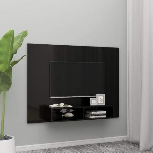Emaga Nástěnná TV skříňka černá vysoký lesk 135x23,5x90cm
