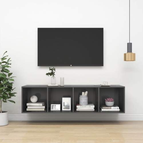Nástěnná TV skříňka šedá 37 x 37 x 142,5 cm dřevotříska