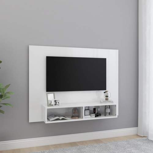 Nástěnná TV skříňka bílá vysoký lesk 120x23,5x90 cm dřevotříska