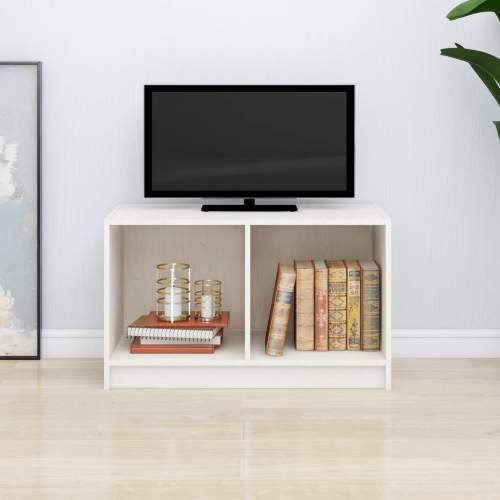 TV stolek bílý 70 x 33 x 42 cm masivní borové dřevo