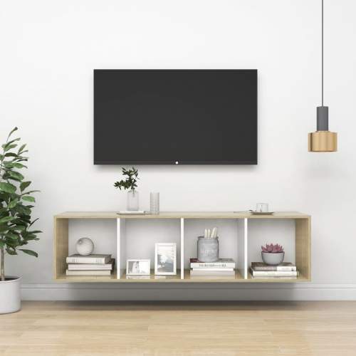 Emaga Nástěnná TV skříňka dub sonoma a bílá 37x37x142,5cm