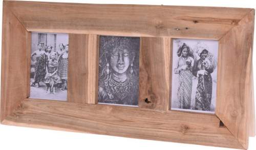 H&L Dřevěný fotorámeček na 3 fotky, 55×28cm, teakové dřevo