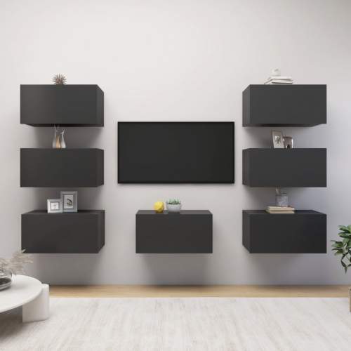 Emaga TV skříňky 7 ks šedé 30,5 x 30 x 60 cm