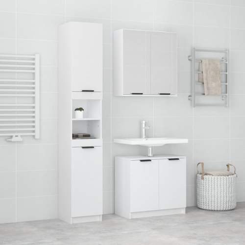 Emaga 3dílná sada koupelnových skříněk bílá kompozitní dřevo