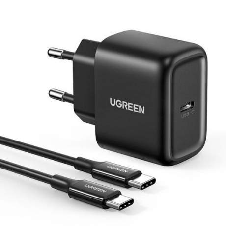 Ugreen Travel síťová nabíječka USB-C 25W PD + kabel USB-C 2m, černá (50581)