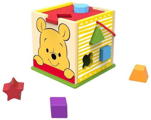 Hračka Disney baby Winnie dřevěná kostka s vkládacími tvary