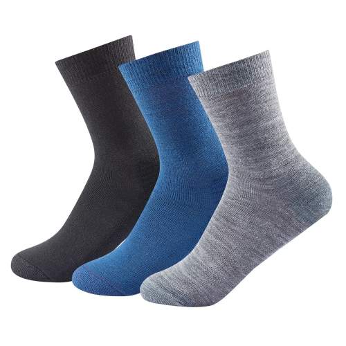 DEVOLD vlněné ponožky Daily medium sock 3pk, indigo mix - 41-46