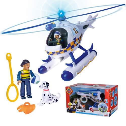 SIMBA Hasič Sam Policejní vrtulník + figurka, dalmatin a radar