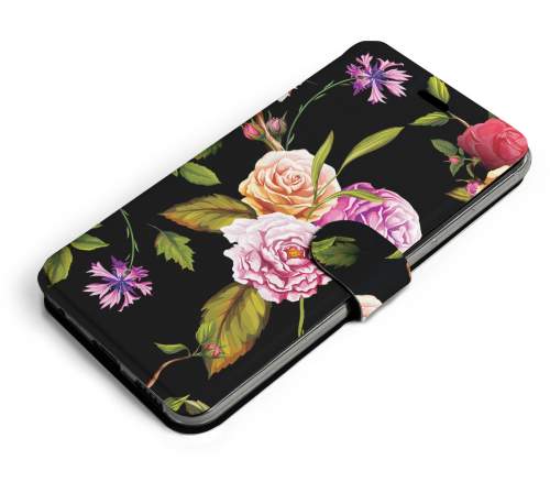 Mobiwear na mobil Motorola Moto G32 VD07S Růže a květy na černém pozadí