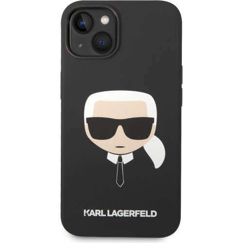 Karl Lagerfeld MagSafe Kompatibilní Kryt Liquid Silicone Karl Head pro iPhone 14 Plus Black KLHMP14MSLKHBK