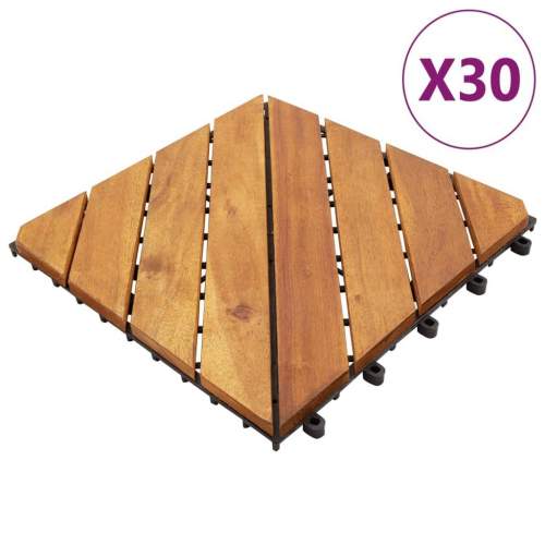 Emaga Terasové dlaždice 30 ks hnědé 30 x 30 cm masivní akáciové dřevo