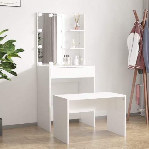 Emaga Toaletní stolek sada s LED bílý kompozitní dřevo