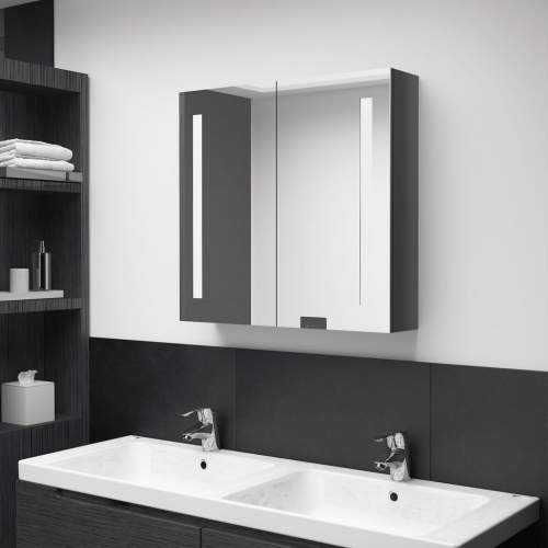 Emaga LED koupelnová skřínka se zrcadlem zářivě šedá 62 x 14 x 60 cm