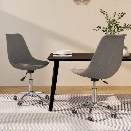 HD Otočné jídelní židle 2 ks světle šedé textil