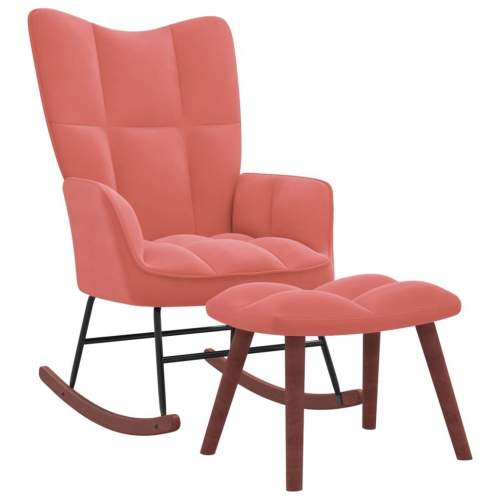 Emaga Houpací křeslo se stoličkou růžové samet
