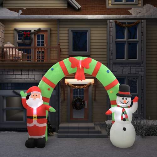 HD Vánoční nafukovací Santa a sněhulák brána LED 300 x 90 x 223 cm