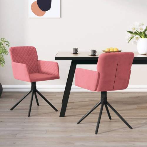HD Otočné jídelní židle 2 ks růžové samet