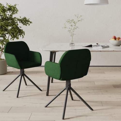 Emaga Otočné jídelní židle 2 ks tmavě zelené samet