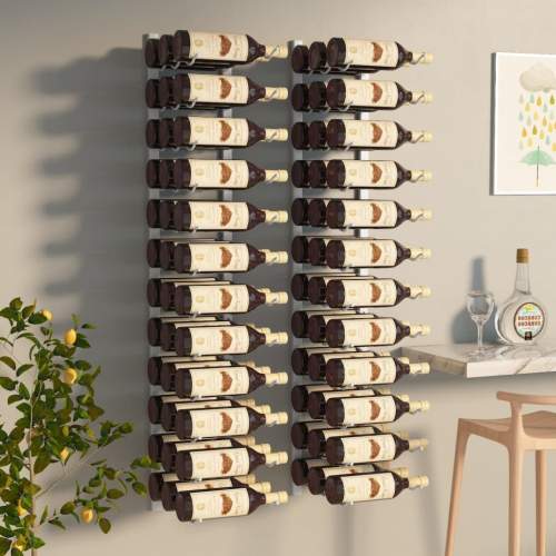 HD Nástěnné stojany na víno na 36 lahví 2 ks bílé železo