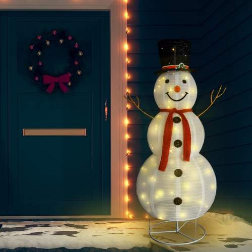 Emaga Dekorativní vánoční sněhulák s LED luxusní tkanina 180 cm
