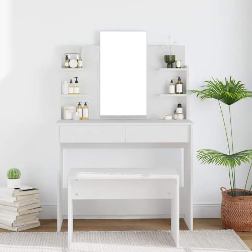 HD Toaletní stolek se zrcadlem bílý 96 x 40 x 142 cm