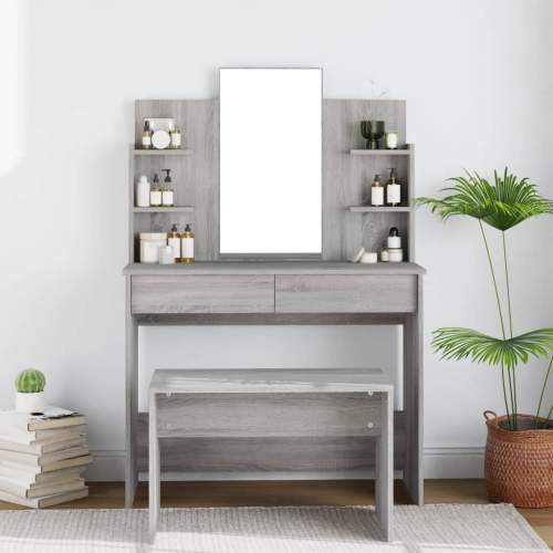 HD Toaletní stolek se zrcadlem šedý sonoma 96 x 40 x 142 cm