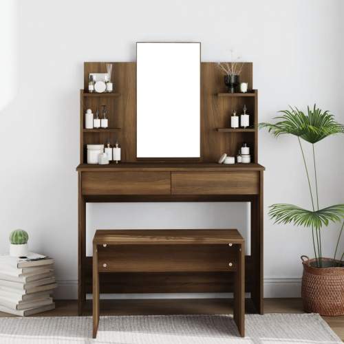 Emaga Toaletní stolek se zrcadlem hnědý dub 96 x 40 x 142 cm