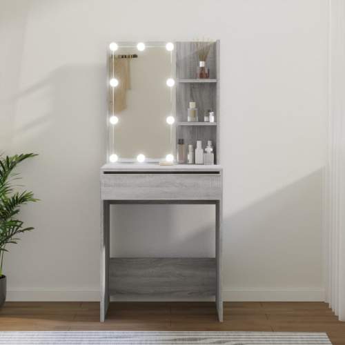 HD Toaletní stolek s LED šedý sonoma 60 x 40 x 140 cm