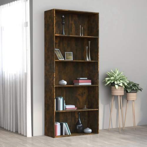 HD 5patrová knihovna kouřový dub 80 x 30 x 189 cm kompozitní dřevo