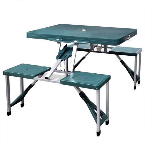 Emaga Skládací kempingový set stůl a 4 stoličky, hliník, extra lehký, zelený