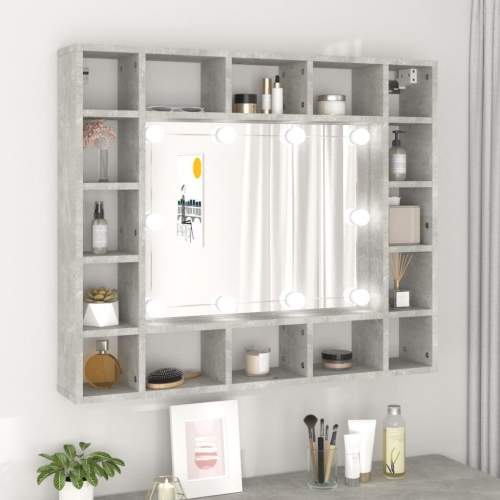 HD Zrcadlová skříňka s LED betonově šedá 91 x 15 x 76,5 cm