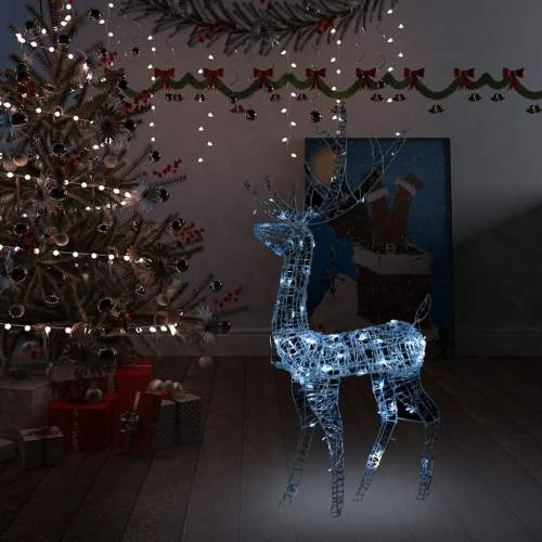HD Vánoční dekorace akrylový sob 140 LED 120cm studené bílé světlo