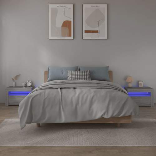 HD Noční stolky 2 ks s LED šedé sonoma 60 x 35 x 40 cm