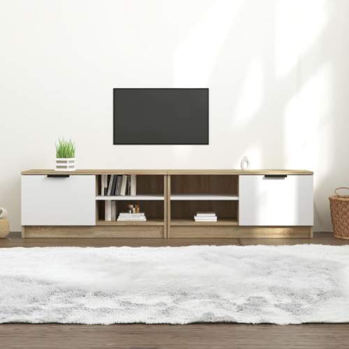 HD TV skříňky 2 ks bílé a dub sonoma 80x35x36,5cm kompozitní dřevo
