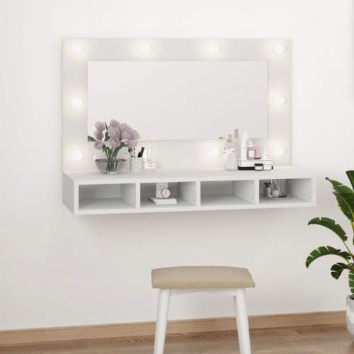 HD Zrcadlová skříňka s LED bílá 90 x 31,5 x 62 cm