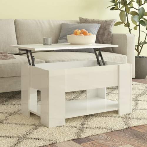 HD Konferenční stolek lesklý bílý 79 x 49 x 41 cm kompozitní dřevo