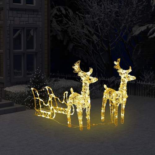 HD Sobi a saně vánoční dekorace 160 LED 130 cm akryl