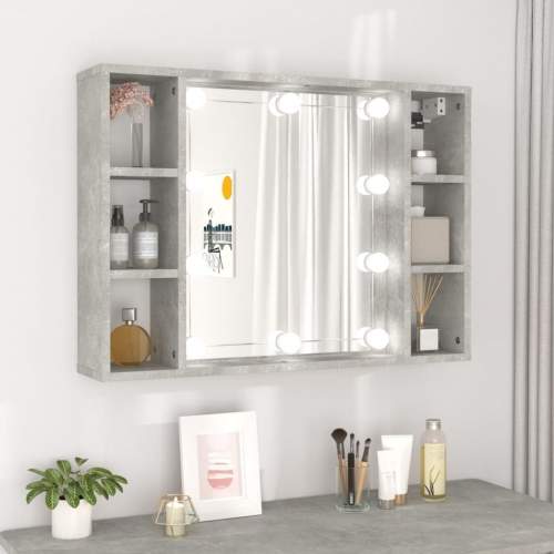 HD Zrcadlová skříňka s LED betonově šedá 76 x 15 x 55 cm