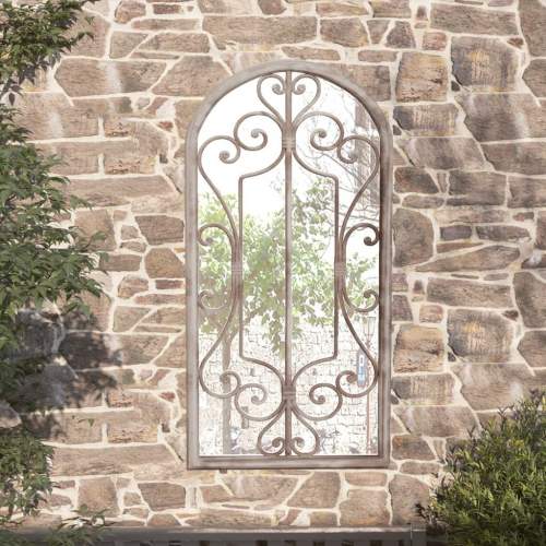 HD Zahradní zrcadlo pískové 70 x 30 cm železo do exteriéru