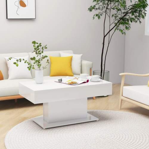 HD Konferenční stolek bílý vysoký lesk 96 x 50 x 45 cm dřevotříska