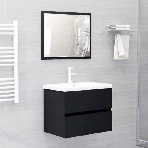 vidaXL  2dílný set koupelnového nábytku bílý dřevotříska, vel. 60cm, typ B Barva: černý, Velikost: 60 cm, typ: B