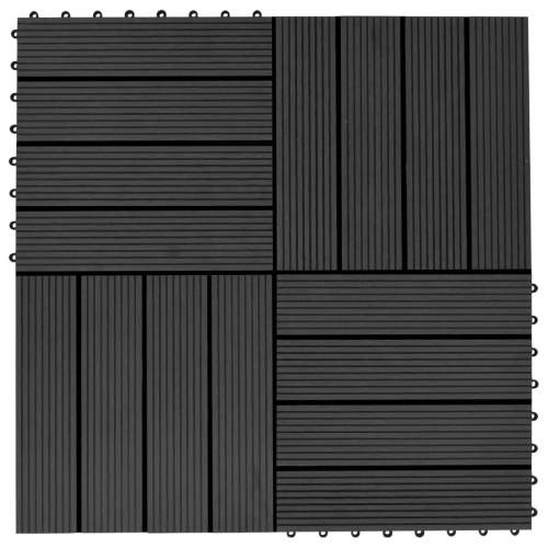 vidaXL Terasové z dřevoplastu 11 ks 30 x 30 cm 1 m² černé