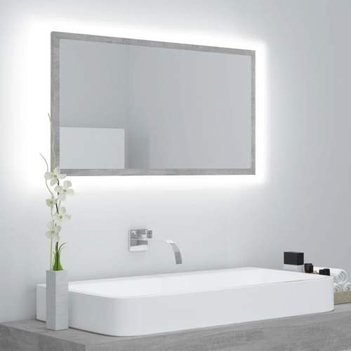 vidaXL LED zrcadlo betonově šedé 80x8,5x37 cm dřevotříska