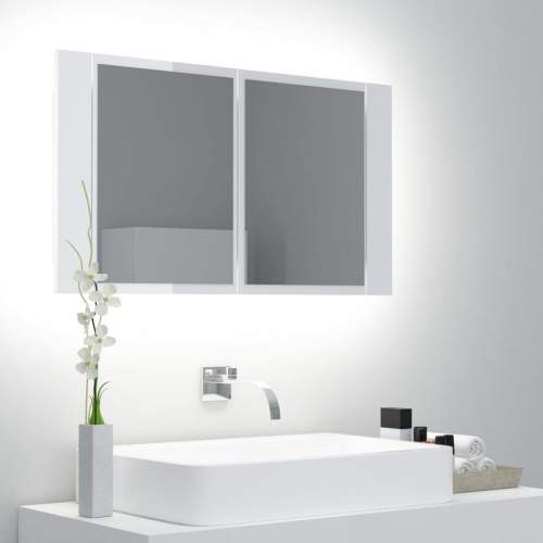 vidaXL LED skříňka se zrcadlem lesklá bílá 80 x 12 x 45 cm