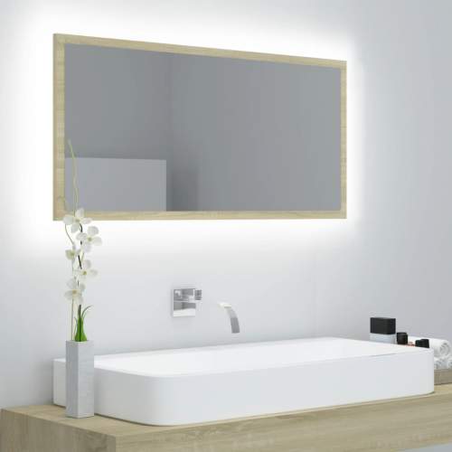 HD LED koupelnové zrcadlo dub sonoma 90 x 8,5 x 37 cm dřevotříska