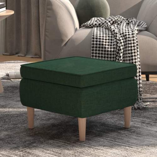 HD Stolička s dřevěnými nohami tmavě zelená textil