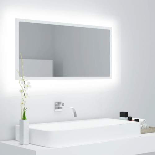 HD Koupelnové zrcadlo LED bílé 90 x 8,5 x 37 cm dřevotříska